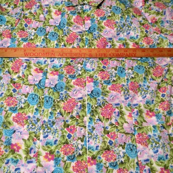 Buck & Buck House Dress Small Floral Pleated Zip Front Short Sleeve Granny - Picture 5 of 16